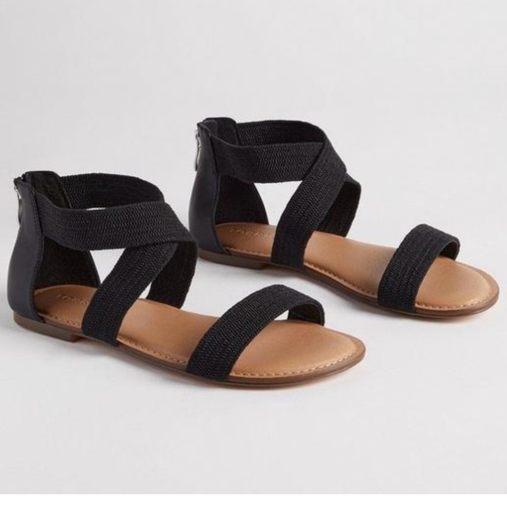 Torrid Black and Tan Strappy Sandals